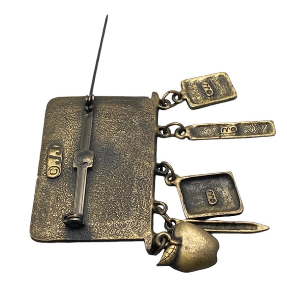 VTG JJ Jonette Antiqued Brass-Tone Classroom Math Teacher Appreciation Brooch - Picture 6 of 7